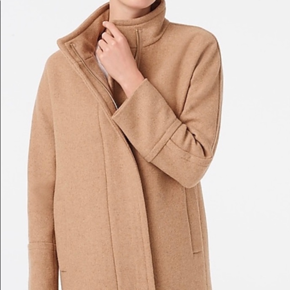New! J Crew Wool Camel Stand Collar Winter Coat - Picture 2 of 15